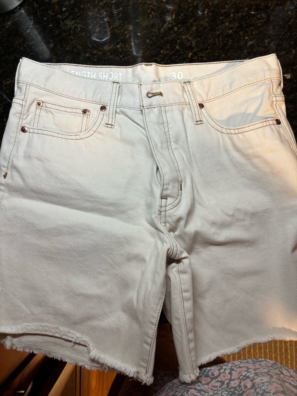 Ladies Jcrew Cream Denim Cutoff Shorts -